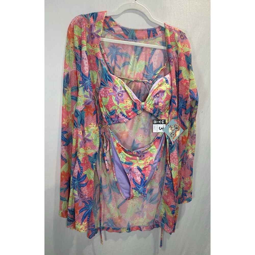 Blu C 3 Piece NWT Bathing Suit w/Cover Up Size Medium